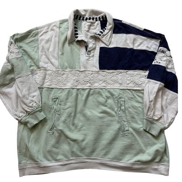 Free People We The Free, Striped, Multicolored, Oversized, Polo Top NWOT- L - Picture 4 of 10